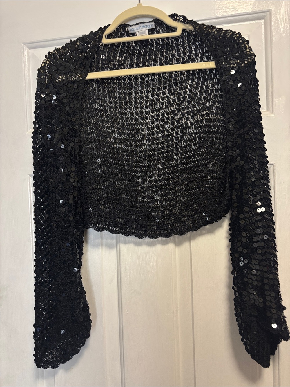 Black Sequin Cropped Bolero Jacket